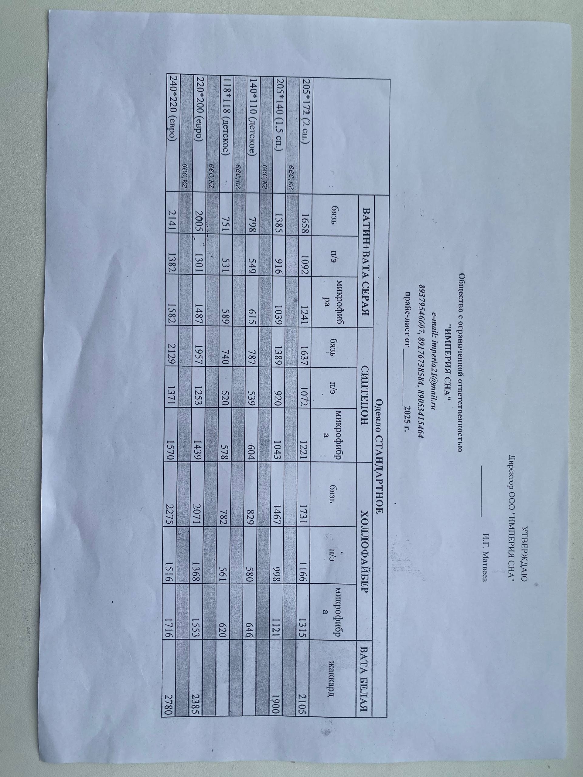 Прайс-лист страница 3